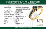 Anillo con zafiro y diamantes en oro amarillo 10KT