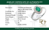 Anillo de esmeralda con diamantes en oro blanco 10kt. EM-0.45CTS. D-0.05CTS.
