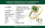 Anillo de esmeralda con diamantes en oro amarillo 10kt. EM-0.45CTS. D-0.05CTS.