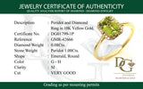 Anillo con peridoto y diamantes en oro amarillo 10kt