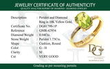 Anillo con peridoto y diamantes en oro amarillo 10kt