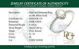 Anillo con ópalo y diamantes en oro blanco 10kt