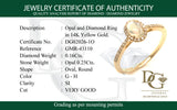 Anillo con ópalo y diamantes en oro amarillo 14kt