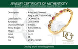 Anillo con rubí y diamantes en oro amarillo 14KT