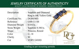 Anillo con zafiro y diamantes en oro amarillo 14KT