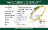 Anillo de esmeralda con diamantes en oro amarillo 14kt. EM-0.12CTS. D-0.10CTS.