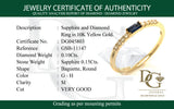 Anillo con zafiro y diamantes en oro amarillo 10KT