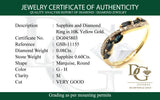 Anillo con zafiro y diamantes en oro amarillo 10KT