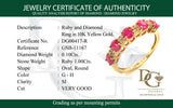 Anillo con rubí y diamantes en oro amarillo 14KT