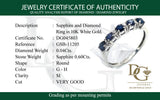 Anillo con zafiro y diamantes en oro blanco 10KT