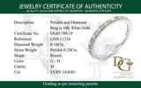 Anillo con peridoto y diamantes en oro blanco 10kt
