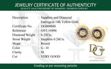 Aretes con zafiro y diamantes en oro amarillo 14kt