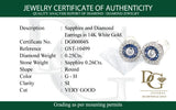 Aretes con zafiro y diamantes en oro blanco 14kt