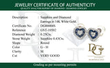 Aretes (corazón) con zafiro y diamantes en oro blanco 14kt