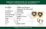 Aretes (corazón) con zafiro y diamantes en oro amarillo 14kt