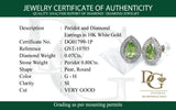 Aretes de peridoto en oro blanco 10kt.