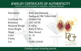 Aretes con rubí y diamantes en oro amarillo 10KT