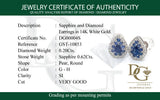 Aretes con zafiro y diamantes en oro blanco 14kt