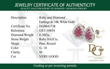 Aretes con rubí y diamantes en oro blanco 14KT