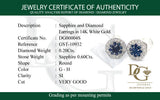 Aretes con zafiro y diamantes en oro blanco 14kt