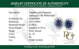 Aretes con zafiro y diamantes en oro blanco 14kt