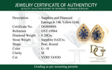 Aretes con zafiro y diamantes en oro amarillo 14kt