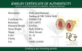 Aretes con rubí y diamantes en oro amarillo 10KT