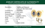 Aretes con zafiro y diamantes en oro amarillo 10kt