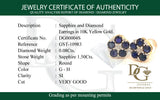 Aretes con zafiro y diamantes en oro amarillo 10kt