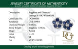 Aretes con zafiro y diamantes en oro blanco 10kt