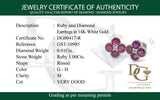 Aretes con rubí y diamantes en oro blanco 14KT