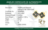 Aretes con zafiro y diamantes en oro amarillo 14kt