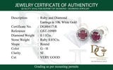 Aretes con rubí (Cabouchon) y diamantes en oro blanco 10KT