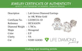 (LD) Aretes con diamantes de laboratorio en oro blanco 14kt. D-1.78Cts.