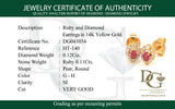 Aretes con rubí y diamantes en oro amarillo 14KT