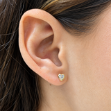 Aretes para Bebes (corazón) con circones en oro amarillo 14kt. (Abril)