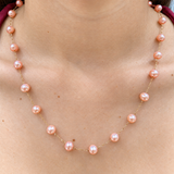 Collar de perlas rosadas en oro rosado 14kt. 45cm