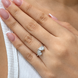 (LD) Anillo con diamante de laboratorio en oro blanco 14kt. D-1.00Cts.