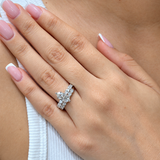 (LD) Set de anillos con diamantes de laboratorio en oro blanco 14kt.