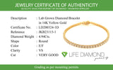 (LD) Pulsera (tennis) con diamantes de laboratorio en oro amarillo 14kt. D-2.80CTS.