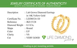 (LD) Huggies con diamantes de laboratorio en oro amarillo 14kt. D-0.11Cts.