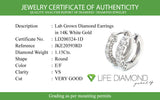 (LD) Huggies con diamantes de laboratorio en oro blanco 14kt. D-1.15CTS.