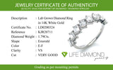 (LD) Banda con diamantes de laboratorio en oro blanco 14kt. D-1.79CTS.