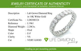 (LD) Banda con diamantes de laboratorio en oro blanco 14kt. D-2.20CTS.