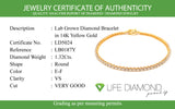 (LD) Pulsera (tennis) con diamantes de laboratorio en oro amarillo 14kt. D-1.32CT