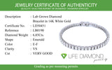 (LD) Pulsera (tennis) con diamantes de laboratorio en oro blanco 14kt. D-6.85CT