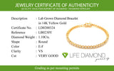 (LD) Pulsera (tennis) con diamantes de laboratorio en oro amarillo 14kt. D-1.10CTS.