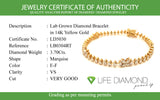 (LD) Pulsera (tennis) con diamantes de laboratorio en oro amarillo 14kt. D-3.70CT