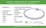 (LD) Pulsera (tennis) con diamantes de laboratorio en oro blanco 14kt. D-4.22CT
