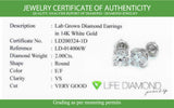 (LD) Aretes con diamantes de laboratorio en oro blanco 14kt. D-2.00CT